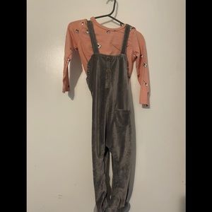 Floral shirt with overalls